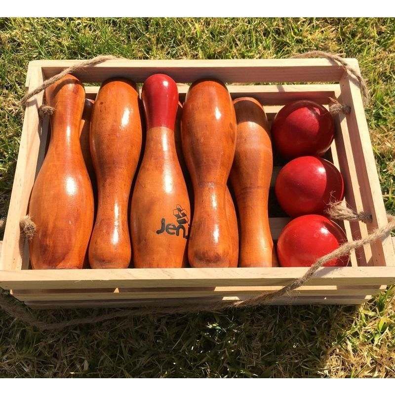 Outdoor Wooden Skittles Bowling Lawn Game SetOutdoor Wooden Skittles Bowling Lawn Game Set
