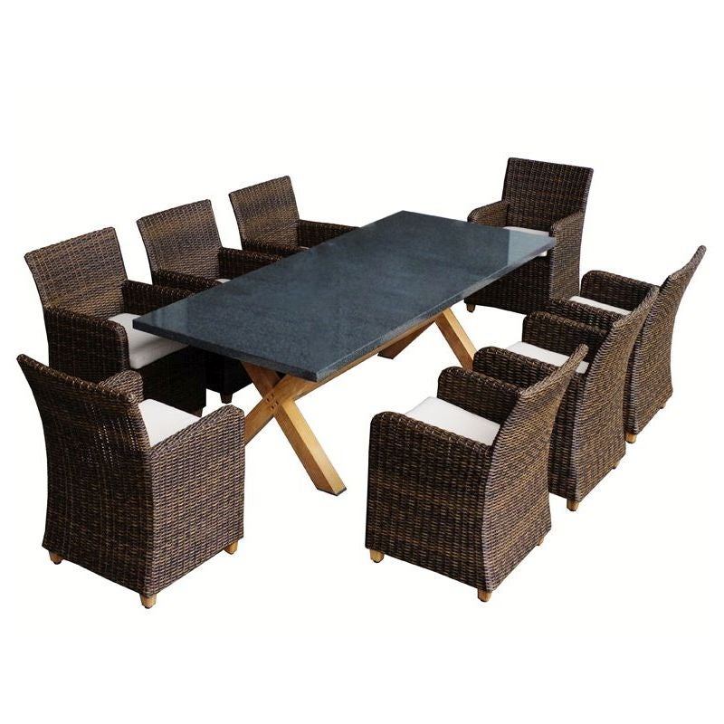 Blue Stone Outdoor 8 Seat Dining Set in BrownBlue Stone Outdoor 8 Seat Dining Set in Brown