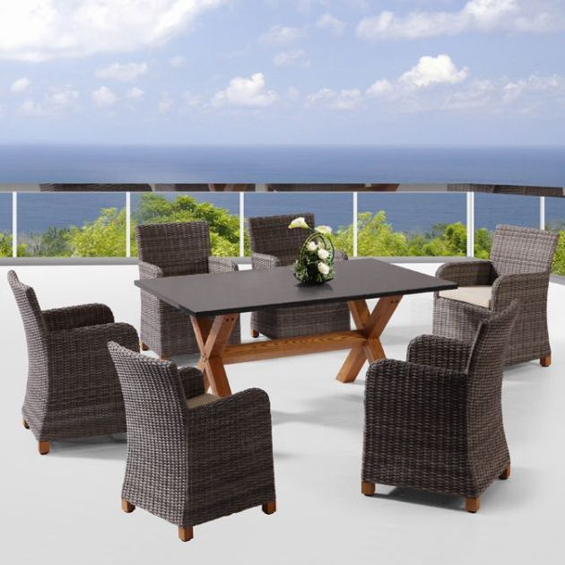 Blue Stone Outdoor 6 Seat Dining Set in BrownBlue Stone Outdoor 6 Seat Dining Set in Brown