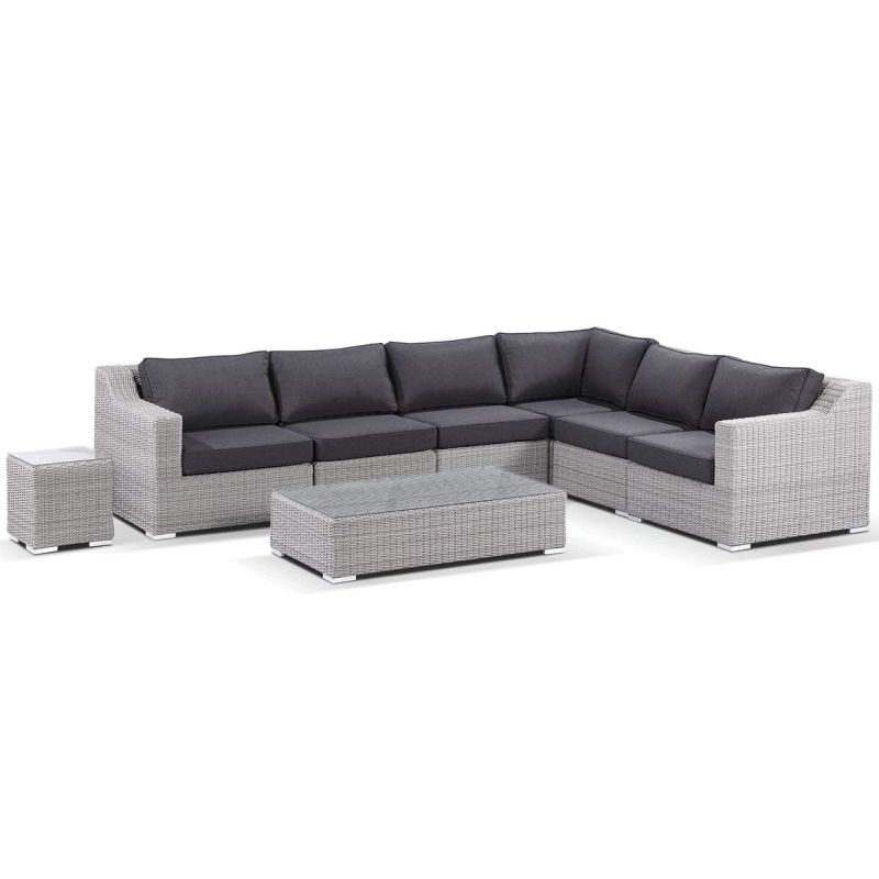 Milano Outdoor 6 Seat Wicker Lounge Set in GreyMilano Outdoor 6 Seat Wicker Lounge Set in Grey