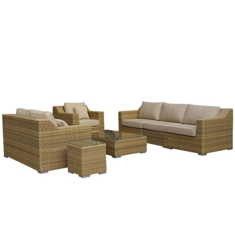 Milano Outdoor 6 Seat Wicker Lounge Set in SandMilano Outdoor 6 Seat Wicker Lounge Set in Sand