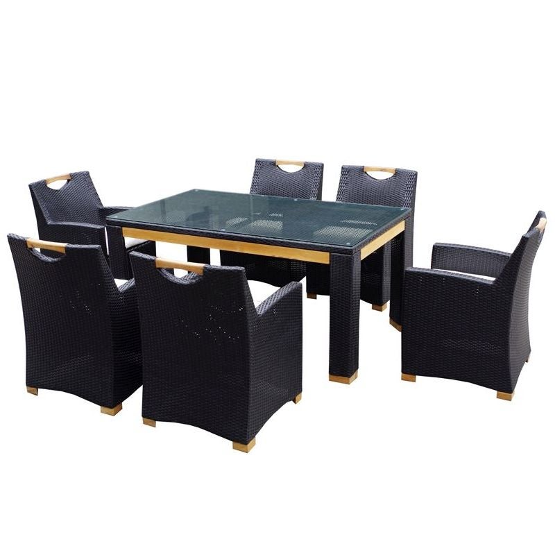 Freedom Outdoor 6 Seat Wicker Dining Set CharcoalFreedom Outdoor 6 Seat Wicker Dining Set Charcoal