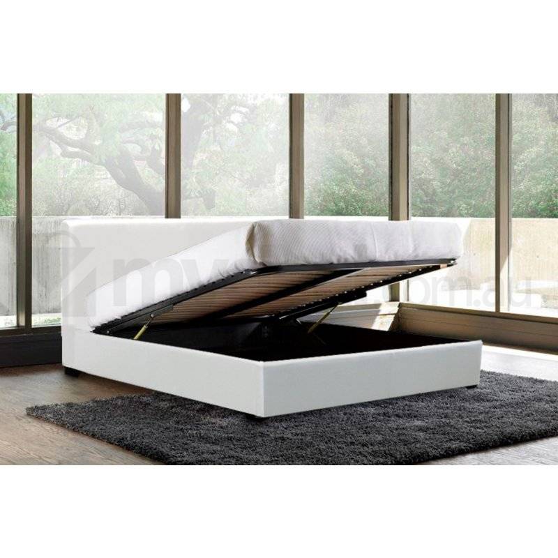 Arthur Queen PU Leather Gas Lift Bed Frame in WhiteArthur Queen PU Leather Gas Lift Bed Frame in White