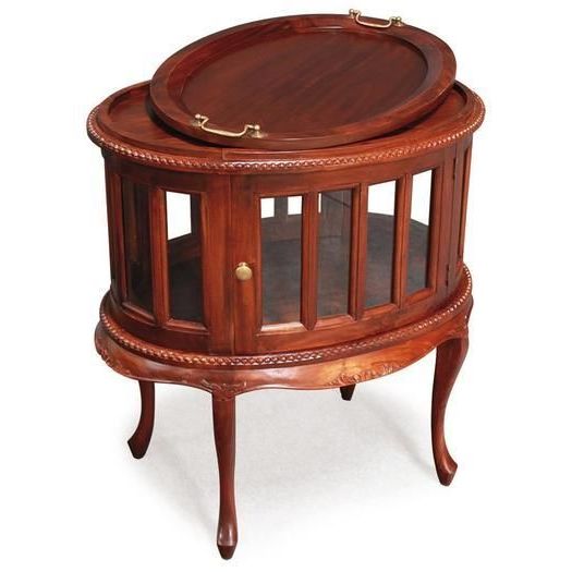Oval Antique Style Tea Table w/ Tray in MahoganyOval Antique Style Tea Table w/ Tray in Mahogany