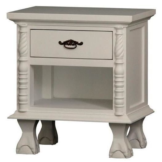 Jepara Timber Bedside Table with 1 Drawer in WhiteJepara Timber Bedside Table with 1 Drawer in White