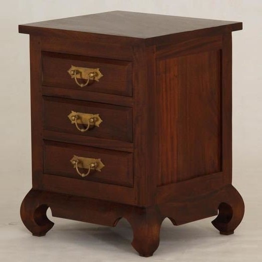 Seoul Wood Bedside Table w/ 3 Drawers in MahoganySeoul Wood Bedside Table w/ 3 Drawers in Mahogany