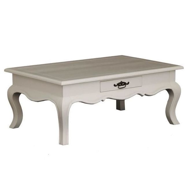 French Timber Coffee Table with 2 Drawers in White French Timber Coffee Table with 2 Drawers in White