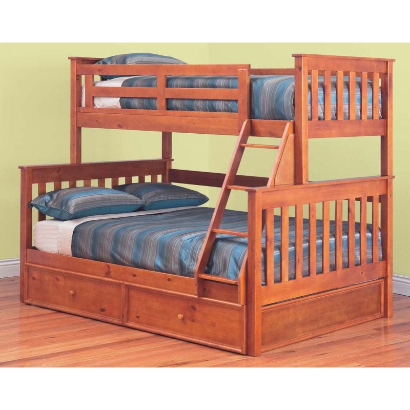 Awesome Trio Bunk Bed with Trundle in Teak ColourAwesome Trio Bunk Bed with Trundle in Teak Colour